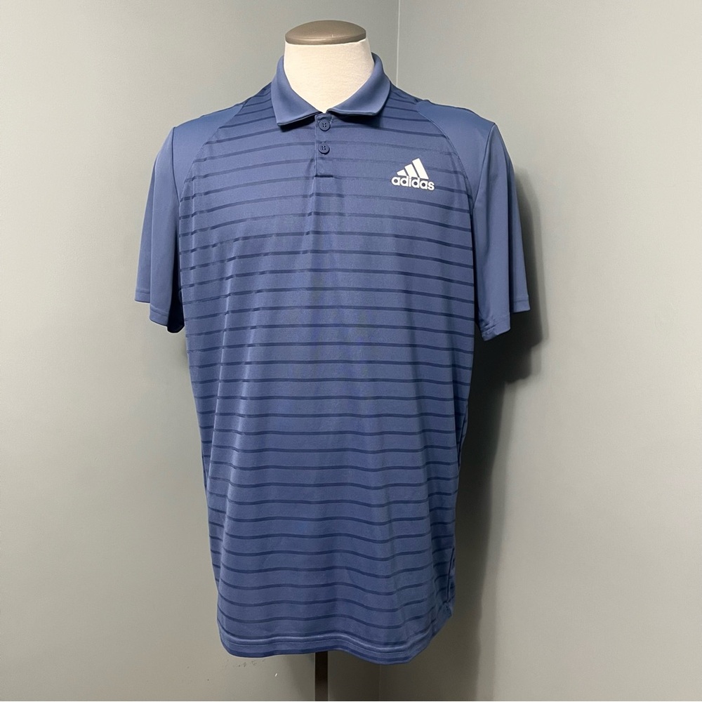 Adidas Men's Blue Striped Polo Shirt golf size XL